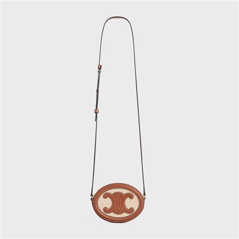 CROSSBODY OVAL PURSE cuir triomphe in textile and calfskin